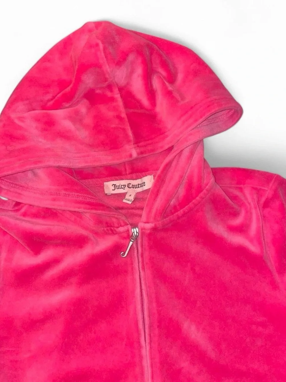 Juicy Couture Bubblegum Pink Velour Zip Hoodie Y2K - Picture 3 of 5